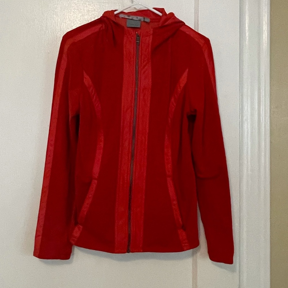 Athleta women’s dark orange zip up hooded jacket
